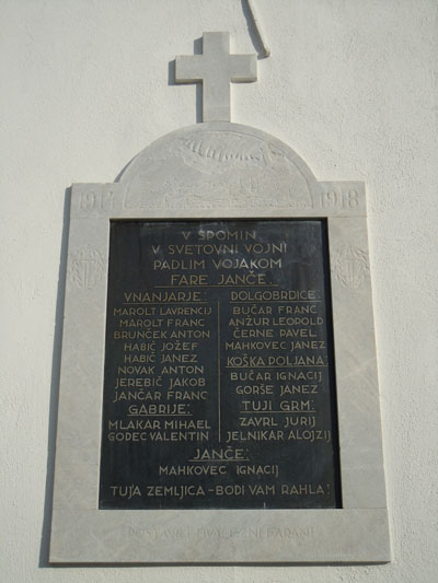 Spominska plošča padlim vojakom